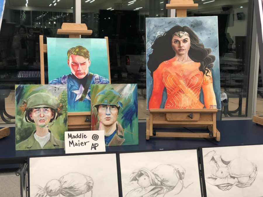 Senior Maddie Maier submitted traditional art pieces, focused on modern heroes. Maier is also an AP art student. 