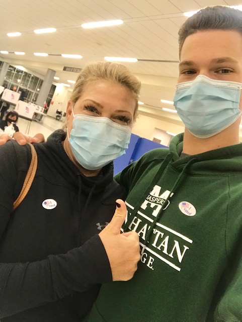Renee Carparelli and her son Nick after voting on Election Day. This years election was Renees first time voting in 7 years. It was brought to my attention how important this election was and how every vote counts and so I though I would do my part, Carparelli said. 