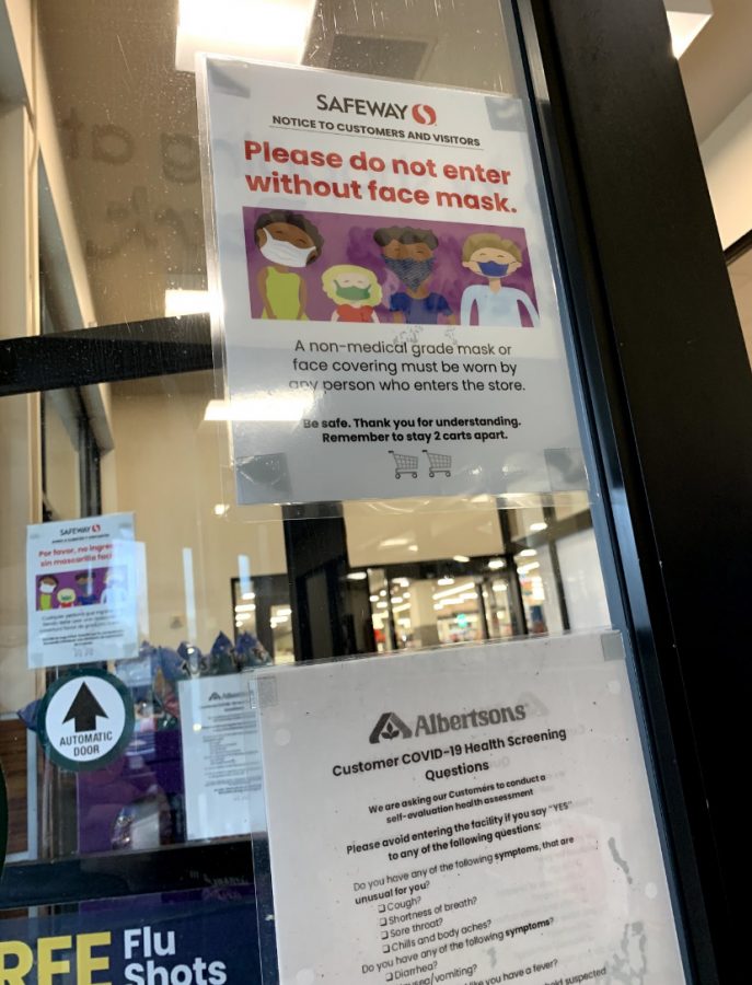The local Safeway has a sign about their mask requirements.