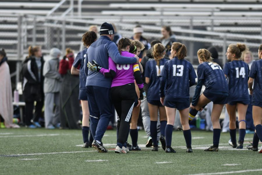 Girls soccer after a playoff game win last year. 