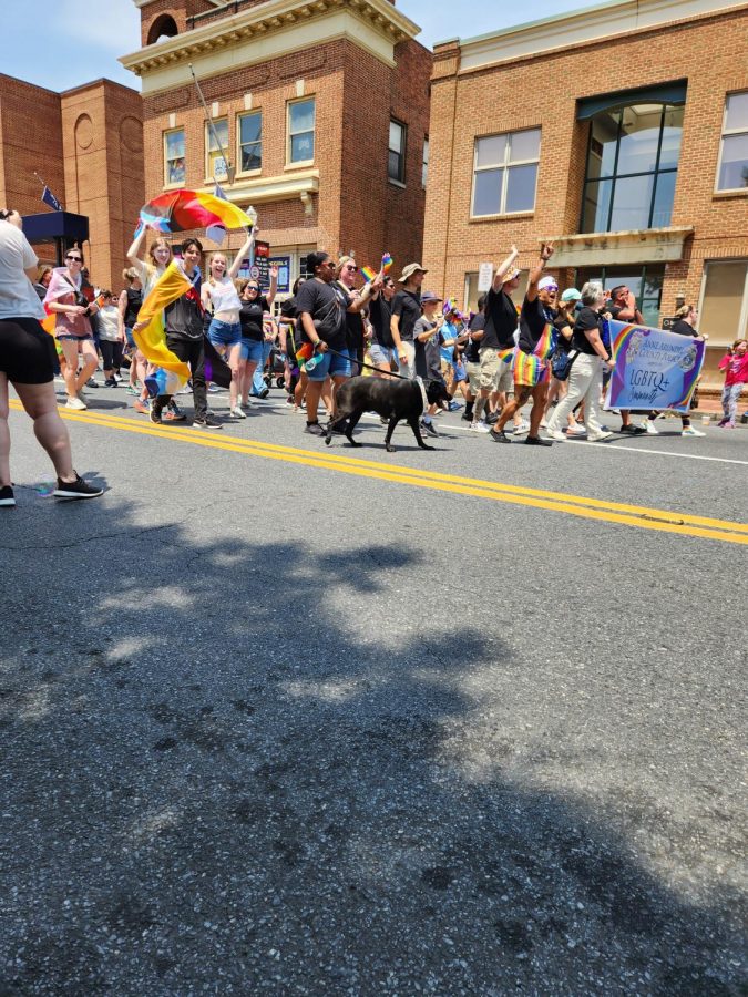 The Annapolis Police Department marching in the Annapolis Pride Parade on June 3rd, 2023. 