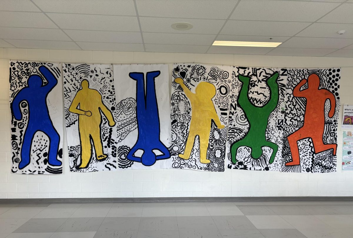 A mural on the second floor created by SPHS students. The mural is an example of colorful artwork that truly gives life to the hallway.