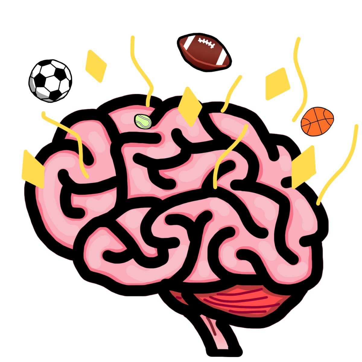 An artistic interpretation of how watching and participating in sports creates a sense of eustress. This feeling is the scientific reason why people are so infatuated with sports and sports entertainment.