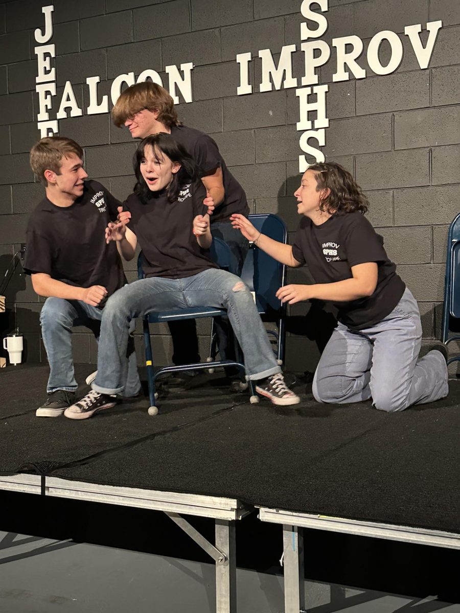 SPHS Improv Troupe performing at their most recent show