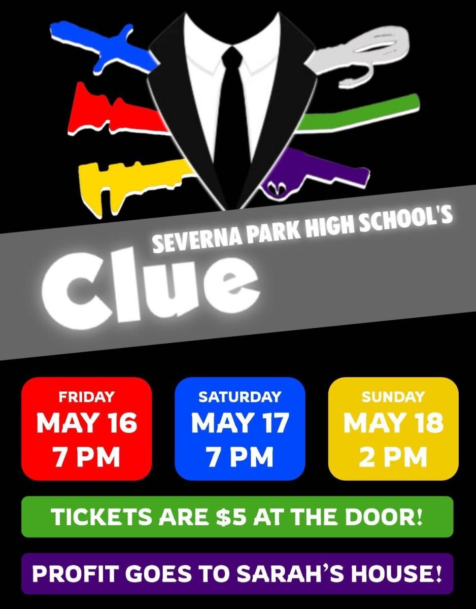 Caption: The show poster for “Clue” can be seen hanging around the school and was designed by junior Spencer Mann. The students in “Clue” have taken the lead in this play, even in the advertising, from making posters to sharing the information with their classmates and friends. “You can look at our handy dandy poster,” Ruby Howland said.