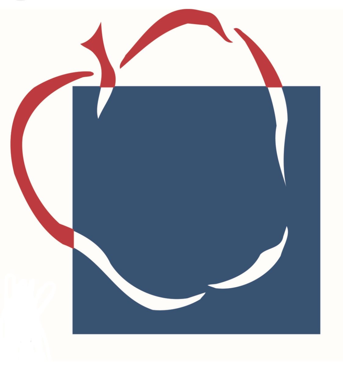 The AACPS logo, an apple inside a blue box, and a little bit outside of it. It makes you think of food and the great lunches they serve in the cafeteria.