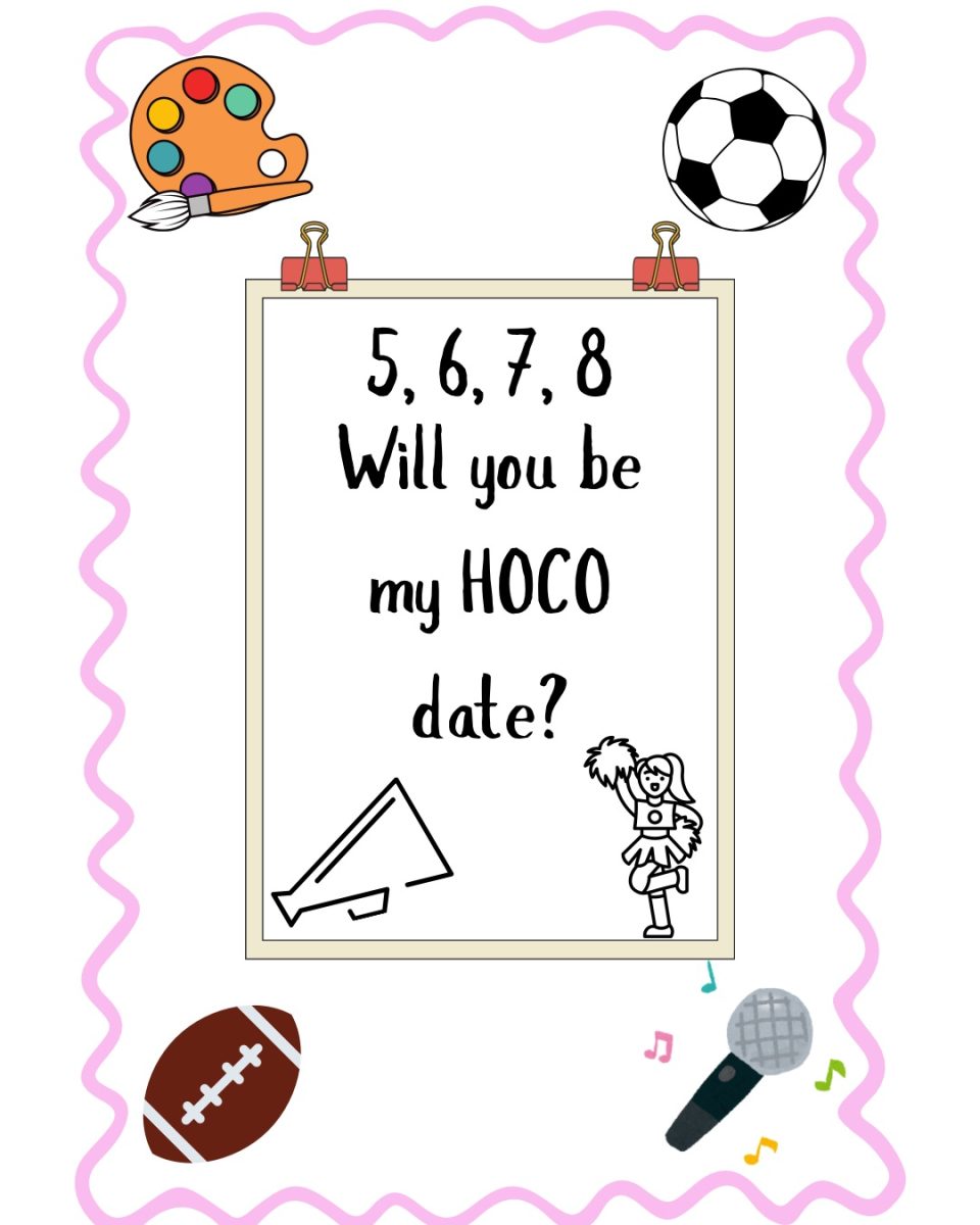 A potential homecoming proposal sign. The border features potential themes for homecoming signs as well.
Photo credit;
