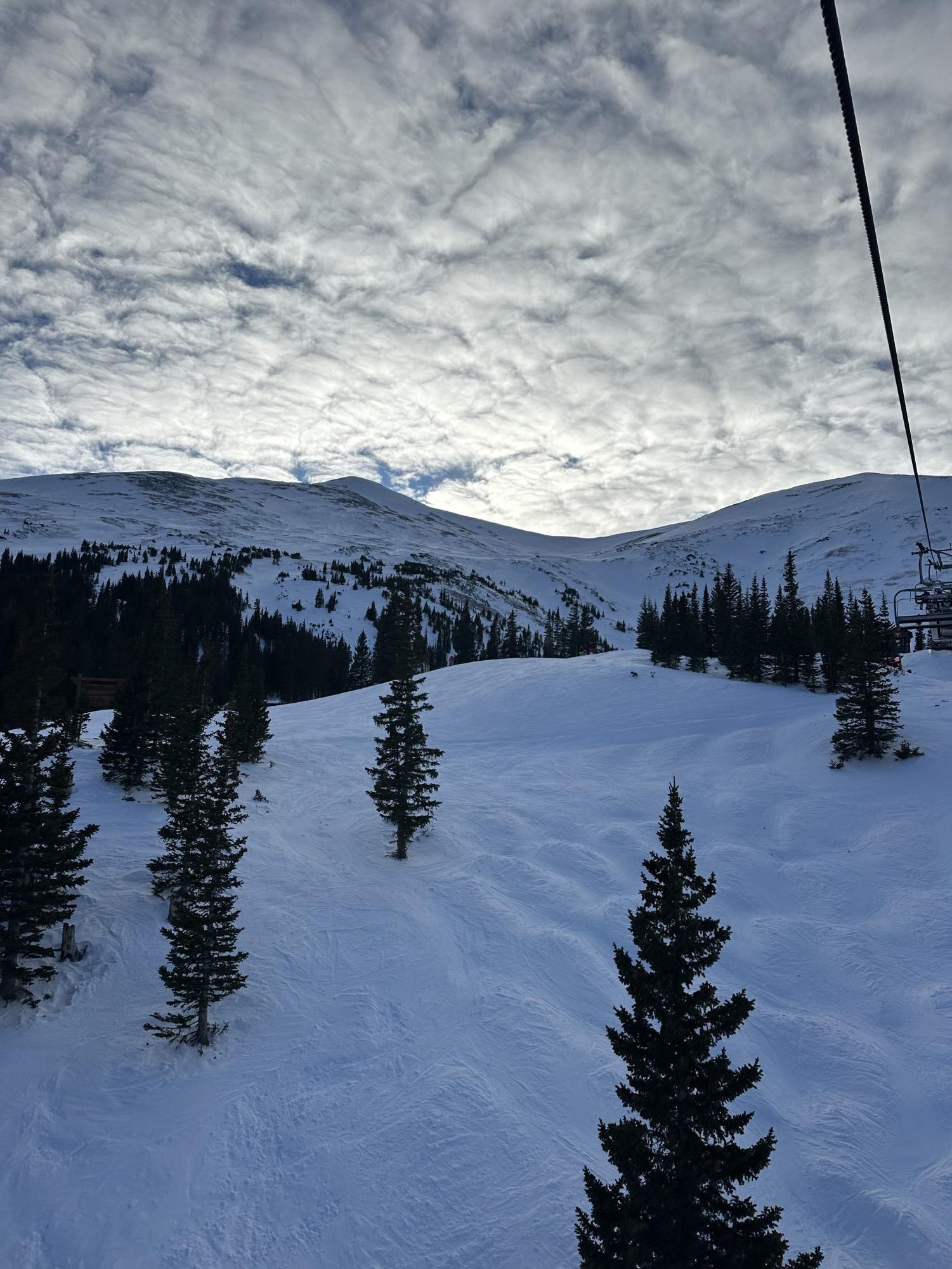 This photo was taken riding up the gondola at Breckenridge Ski Resort in Colorado, during December 2024. Skiing is what you go for, but the beautiful mountains and crisp white snow make the trip worth it just for the views.
