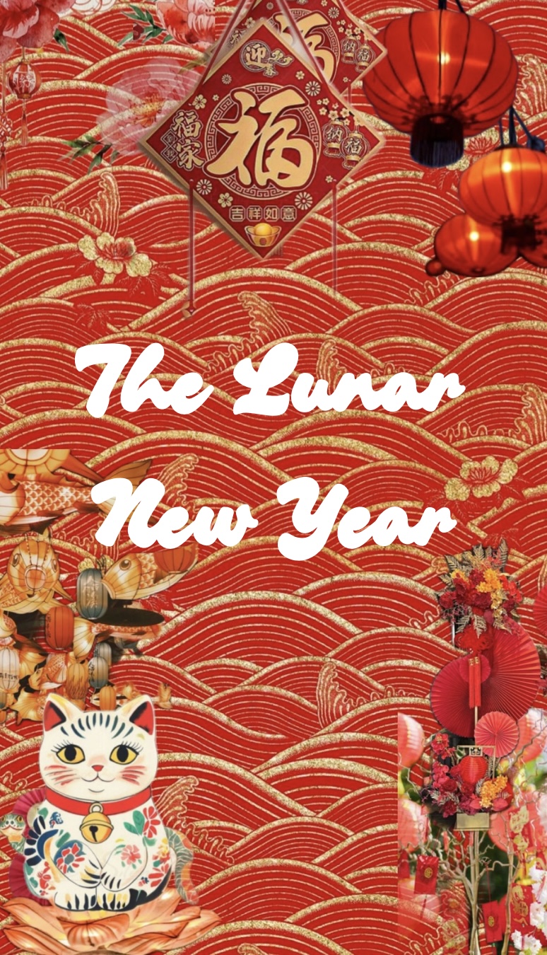 A collage of Lunar New Year traditional items, such as lanterns and lucky knots. These decorations are displayed to represent good fortune and good luck. They can be found almost everywhere in some countries in Asia during the holidays. “I find Lunar New Year's traditions and items very interesting,” sophomore Rosie Melnychenko.