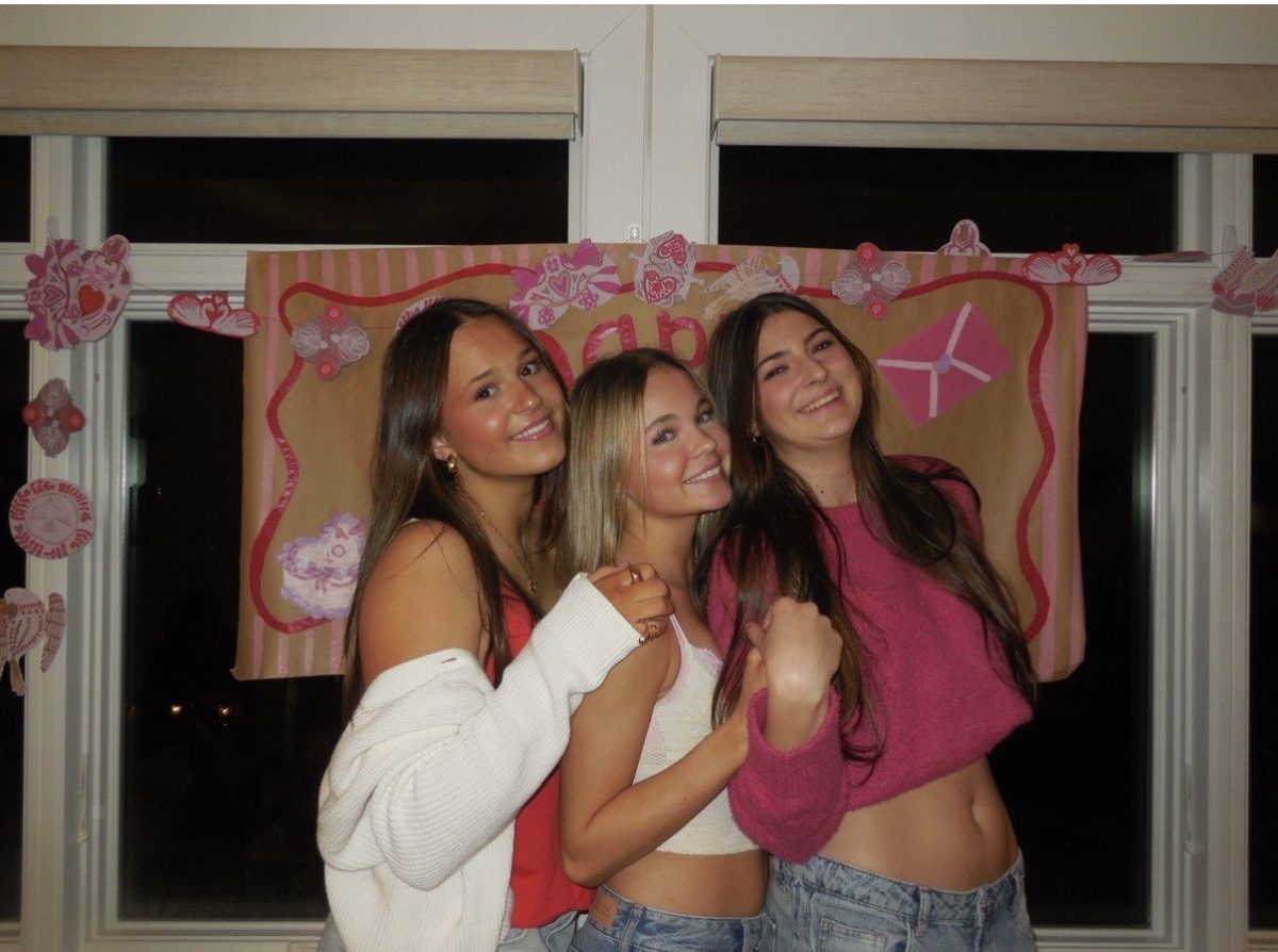 Sophomores Annabel Johnson, Greer Hylant and Addisyn Jung at their annual Galentine’s party. As friends of Mari Matthews, they are constantly uplifting her when she’s down. “They really just want the best for you, and you want the best for them, so you support them and they support you.” Matthews said.